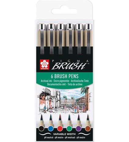 Sakura Pigma Brush Basic 6-setti sivellinkynä