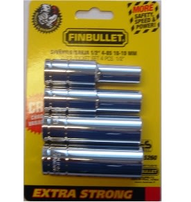 Finbullet 1/2" 4-osainen pitkä hylsysarja