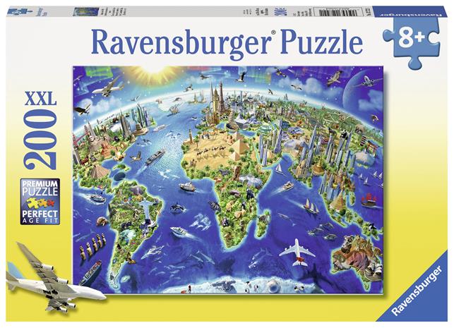 Ravensburger, Puzzle World Landmarks Map 200 palaa