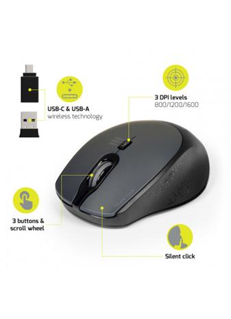 Port Designs Wireless silent Mouse (900713/-14), langaton hiiri