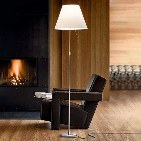 Luceplan Costanza Floor Lamp, Aluminum/White