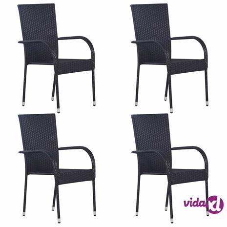 vidaXL Pinottavat ulkotuolit 4 kpl polyrottinki musta