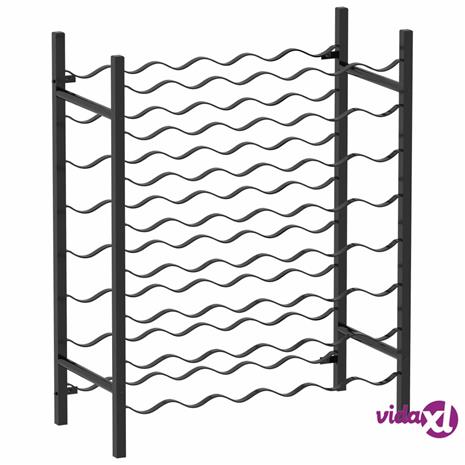 vidaXL Viinipulloteline 48 pullolle musta metalli