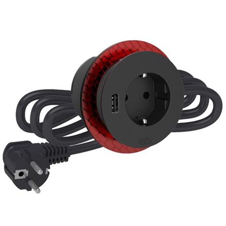 Elko EKO04461 Pöytäpistorasia Schuko + USB Antrasiittiharmaa