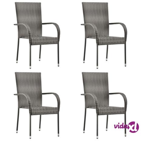 vidaXL Pinottavat ulkotuolit 4 kpl harmaa polyrottinki – kuva 4/8