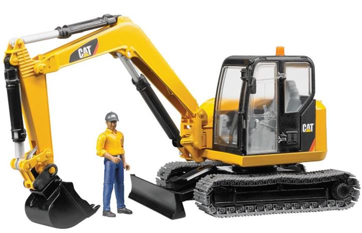 Cat Mini excavator with worker, A
