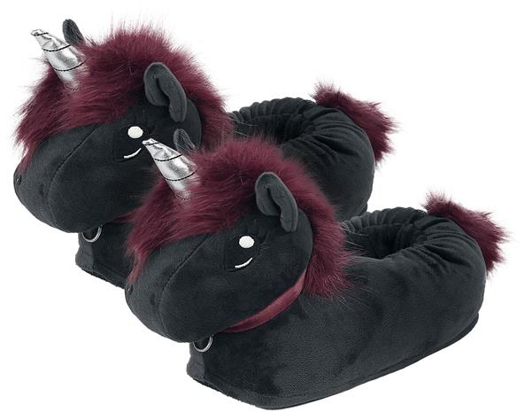 Unicorn Ruby Punk Einhorn Hausschuhe Tohvelit musta