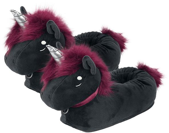 Unicorn Ruby Punk Einhorn Hausschuhe Tohvelit musta