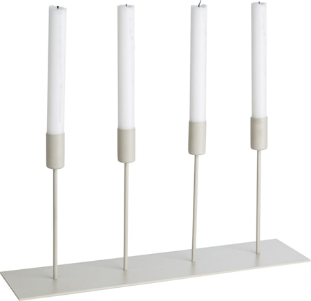 ERNST Candlestick Metal, 42 cm Beige