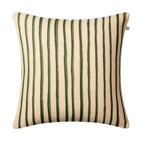 Chhatwal & Jonsson Jaipur Stripe Cushion Cover, Green 50x50 cm Light Beige / Cactus Green / Green