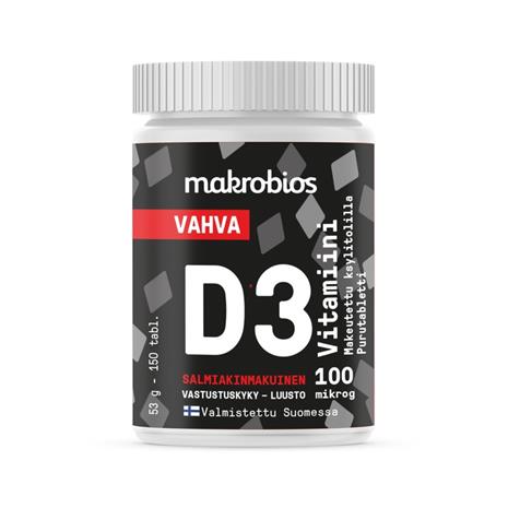 Makrobios D3-Vitamiini 50 ug Salmiakki 150 tabl. ravintolisä
