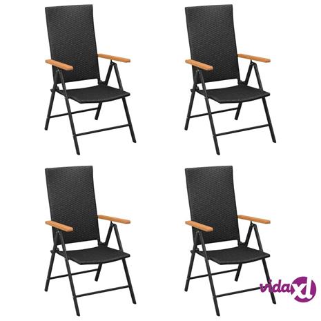 vidaXL Puutarhatuolit 4 kpl polyrottinki musta – kuva 5/8