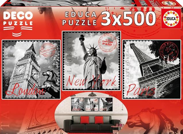 Educa Puzzle Big Cities 3x500 Pieces