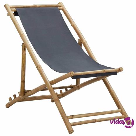 vidaXL Kansituoli bambu ja kangas tummanharmaa
