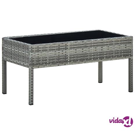 vidaXL Puutarhapöytä harmaa 75x40x37 cm polyrottinki – kuva 1/6