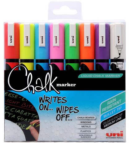 Uni - Chalkmarker 5M - Assorted colors, 8 pc