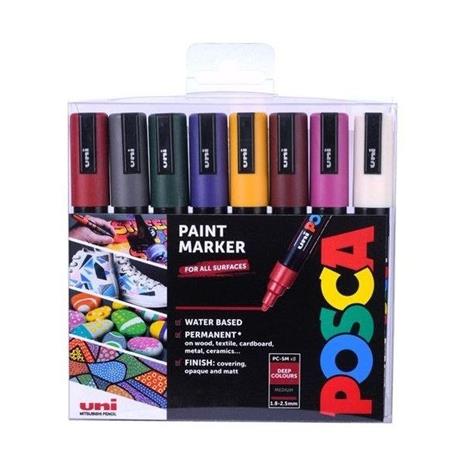 Posca - PC5M - Medium Tip Pen - Deep colors, 8 pc