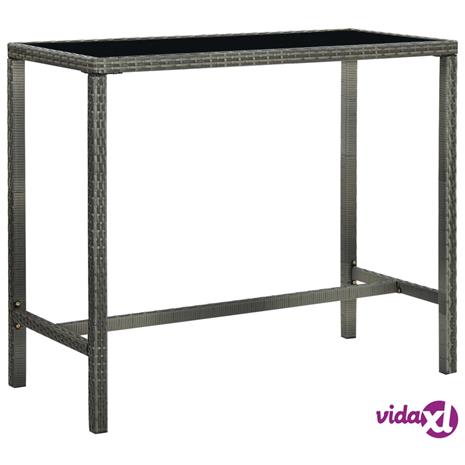 vidaXL Puutarhan baaripöytä harmaa130x60x110 cm polyrottinki ja lasi