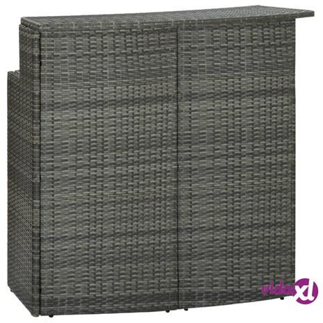 vidaXL Puutarhan baaripöytä harmaa 120x55x110 cm polyrottinki