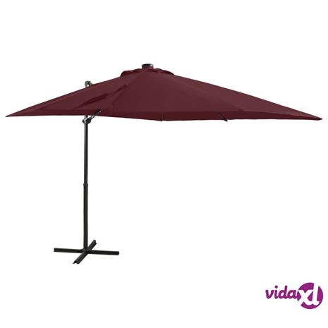 vidaXL Riippuva aurinkovarjo tangolla ja LED-valoilla viininpu. 250 cm