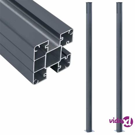 vidaXL Aitatolpat 2 kpl tummanharmaa 185 cm alumiini