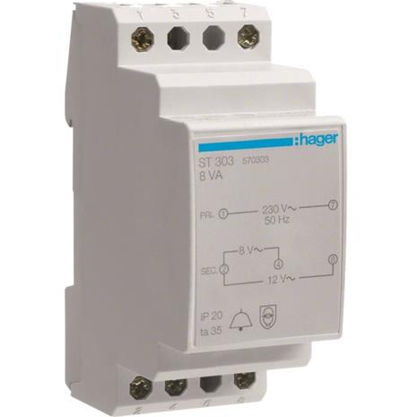 Hager ST303 Soittokellomuuntaja 8/12 V, 8W