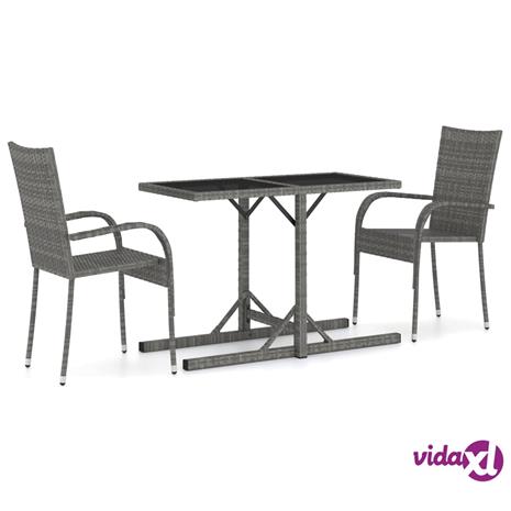 vidaXL 3-osainen ulkoruokailuryhmä harmaa