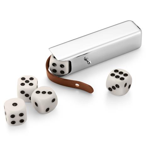 Georg Jensen Sky Dice Case Game Container With Dices, Stainless Steel / Leather