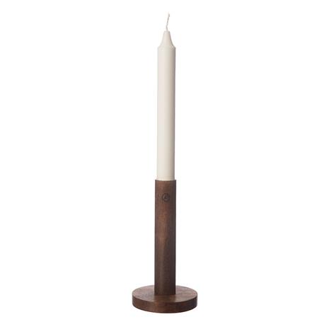ERNST Candlestick Dark Brown Wood, 15x8 cm