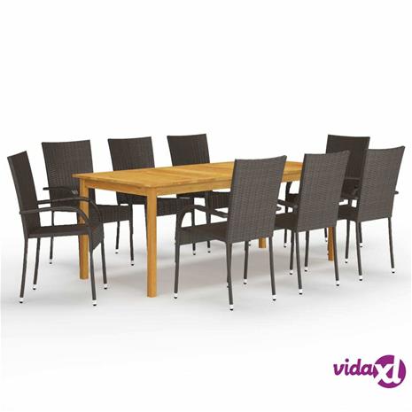 vidaXL 9-osainen ulkoruokailuryhmä ruskea