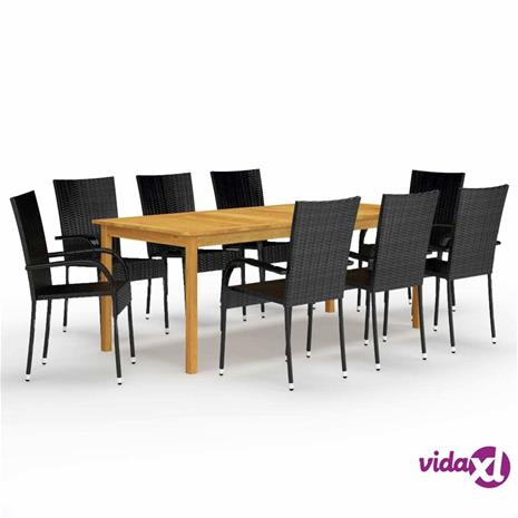 vidaXL 9-osainen ulkoruokailuryhmä musta