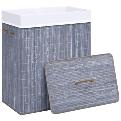vidaXL Bambu pyykkikori harmaa 100 l
