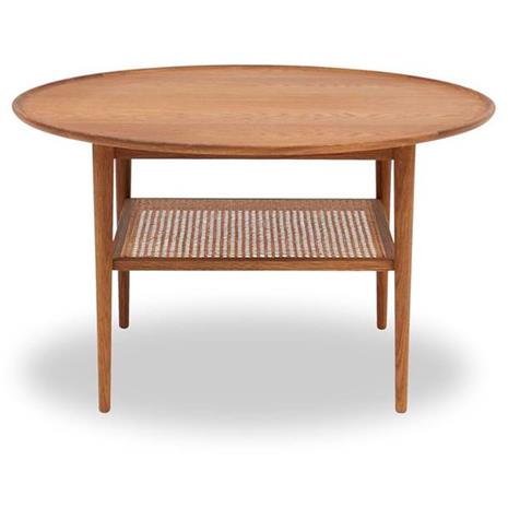 Haslev Athene Coffee Table 90 cm, Oiled Oak / Rattan – kuva 1/3