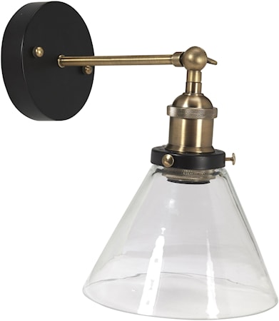 PR Home Lambda Seinävalaisin Musta/messinki Kirkas 18cm
