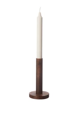 ERNST Candlestick Dark Brown Wood, 15x8 cm