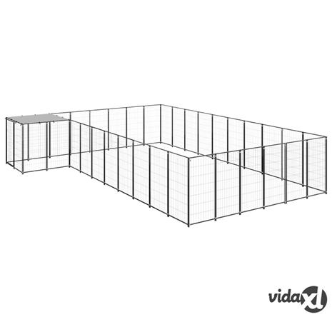 vidaXL Koiranhäkki musta 19,36 mÂ² teräs