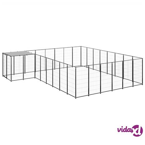 vidaXL Koiranhäkki musta 15,73 mÂ² teräs