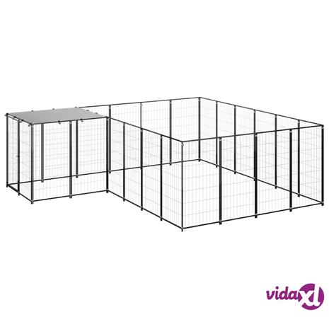 vidaXL Koiranhäkki musta 8,47 mÂ² teräs