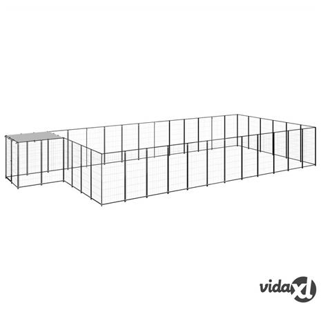 vidaXL Koiranhäkki musta 22,99 mÂ² teräs