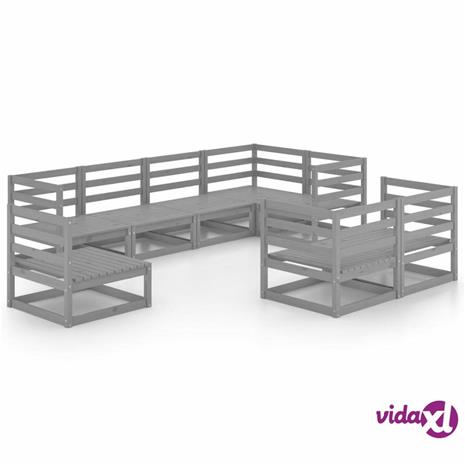 vidaXL 8-osainen Puutarhasohvasarja harmaa täysi mänty