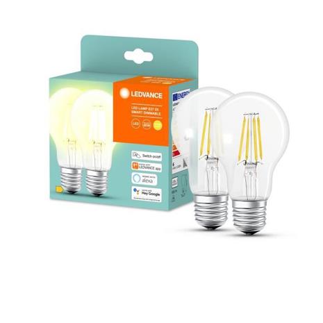 Ledvance SMART+ Standard Clear Filament A60 E27 6 W, himmennettävät bluetooth-lamput 2 kpl