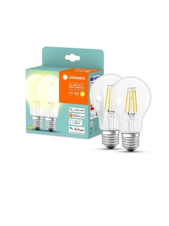 Ledvance SMART+ Standard Clear Filament A60 E27 6 W, himmennettävät bluetooth-lamput 2 kpl