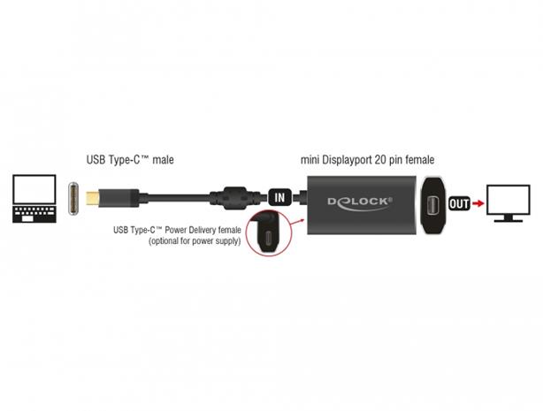 Delock 62990 USB - mini DisplayPort 4K, sovitin