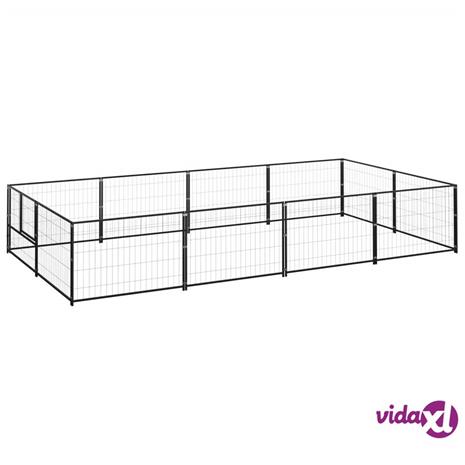 vidaXL Koiranhäkki musta 8 m² teräs