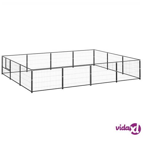 vidaXL Koiranhäkki musta 12 mÂ² teräs