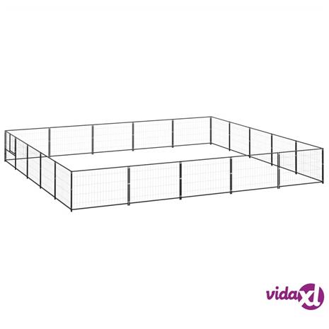 vidaXL Koiranhäkki musta 25 mÂ² teräs