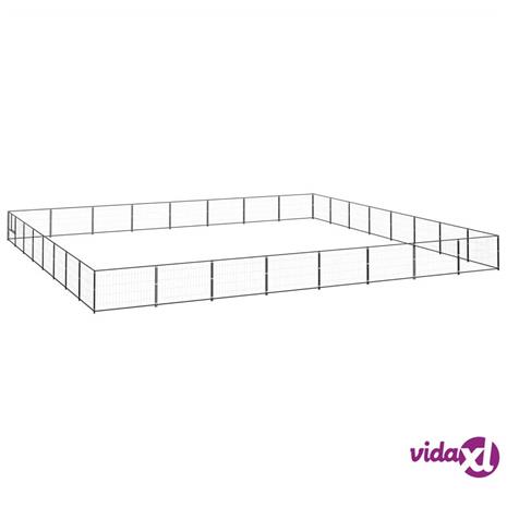 vidaXL Koiranhäkki musta 64 mÂ² teräs