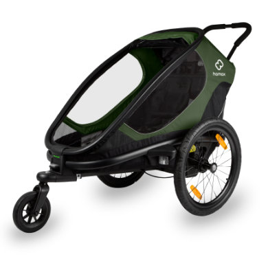 hamax Outback ONE lastenpyörävaunu selkänojan säädöllä Green / Black