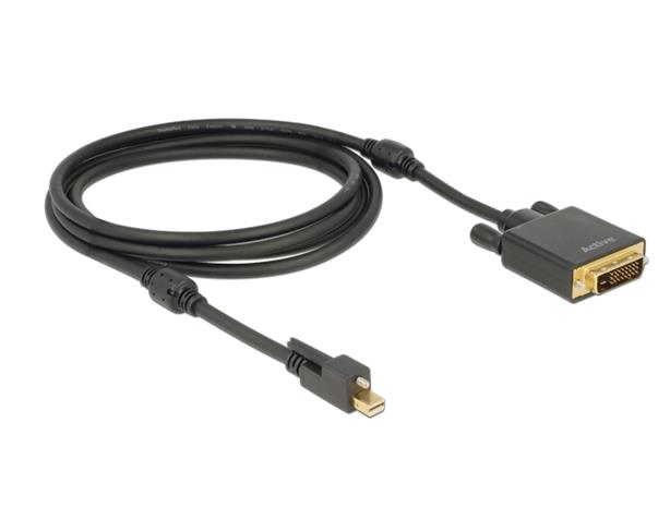 Delock 83726, mini DisplayPort 1.2 - DVI 4K Active, kaapeli 2m