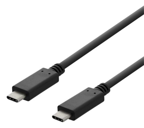 Deltaco USBC-2001 USB-C - USB-C, latauskaapeli, 1m